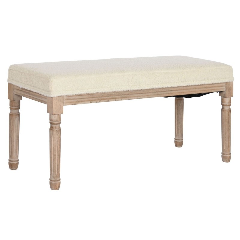 Panca Home ESPRIT Bianco Naturale Poliestere Legno d'albero della gomma 100 x 38 x 43 cm