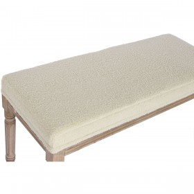 Panca Home ESPRIT Bianco Naturale Poliestere Legno d'albero della gomma 100 x 38 x 43 cm
