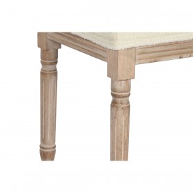 Panca Home ESPRIT Bianco Naturale Poliestere Legno d'albero della gomma 100 x 38 x 43 cm