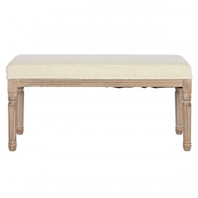 Panca Home ESPRIT Bianco Naturale Poliestere Legno d'albero della gomma 100 x 38 x 43 cm