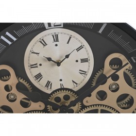 Orologio da Parete Home ESPRIT Nero Dorato Metallo Cristallo Ingranaggi 46 x 7,3 x 46 cm