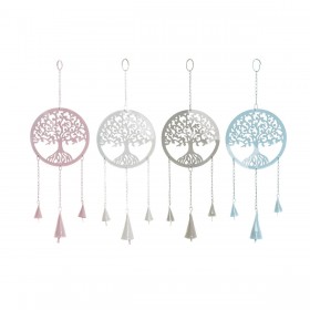 Decorazione pensile DKD Home Decor Albero Bianco Beige Grigio Rosa 15 x 3 x 44 cm (4 Unità)