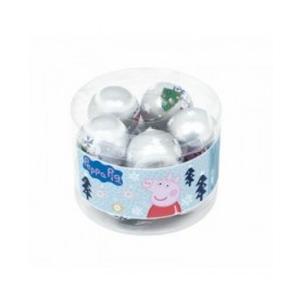 Palla di Natale Peppa Pig Cosy corner Argentato 10 Unità Plastica (Ø 6 cm)