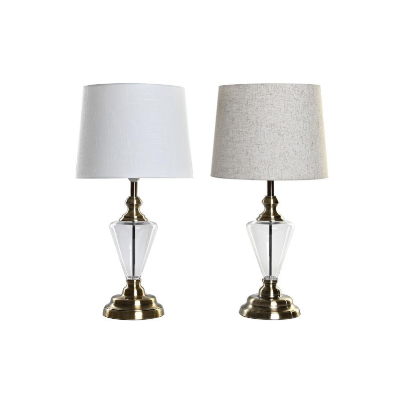 Lampada da tavolo Home ESPRIT Bianco Beige Metallo Cristallo 35 x 35 x 69 cm (2 Unità)