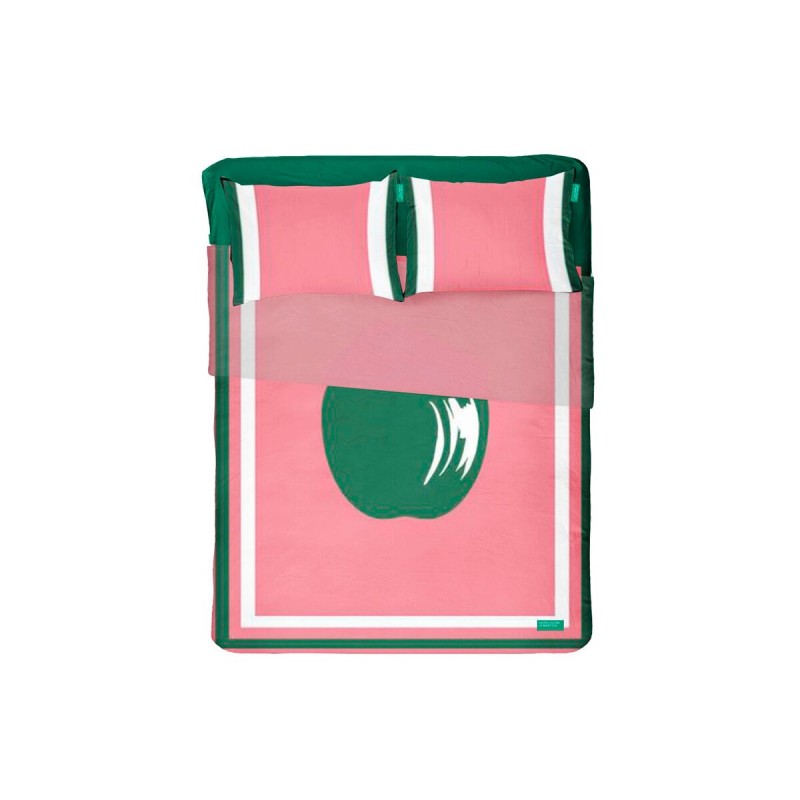 Set di Lenzuola Benetton Verde Rosa Mela 4 Pezzi