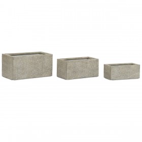 Vaso rettangolare da Balcone Home ESPRIT Beige Fibra di Vetro Magnesio 74,5 x 37,5 x 37,5 cm