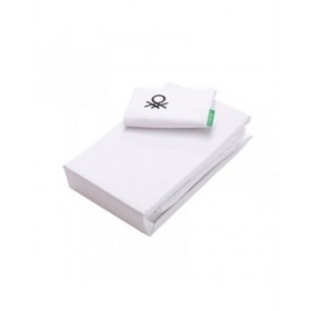Set di Lenzuola Benetton Bianco Individuale 3 Pezzi