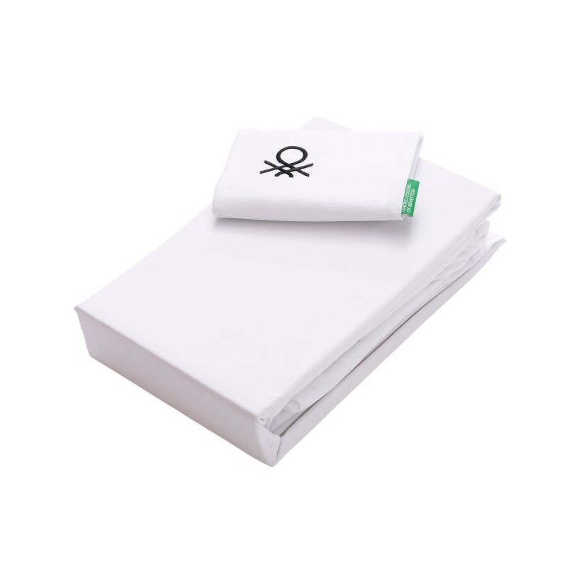 Set di Lenzuola Benetton Bianco Individuale 3 Pezzi