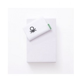 Set di Lenzuola Benetton Bianco Individuale 3 Pezzi