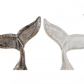 Statua Decorativa Home ESPRIT Bianco Naturale Mediterraneo Decapaggio 25 x 6 x 33 cm (2 Unità)