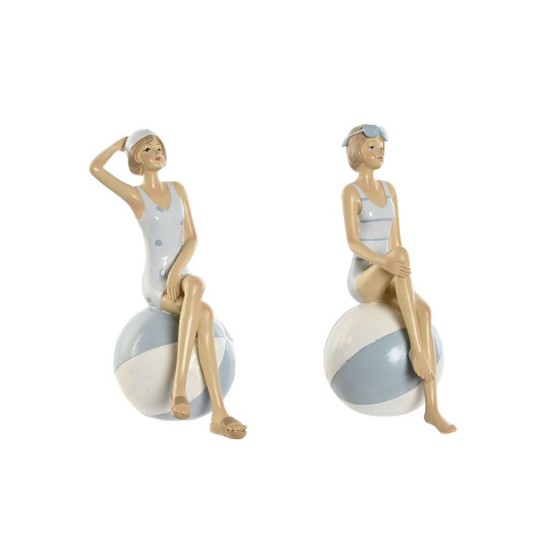 Statua Decorativa Home ESPRIT Bianco Blu cielo Mediterraneo 12 x 8 x 19 cm (2 Unità)