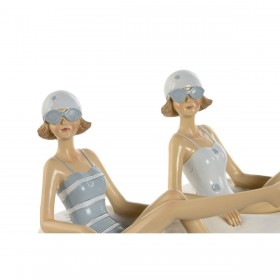 Statua Decorativa Home ESPRIT Bianco Blu cielo Mediterraneo 17,5 x 10 x 10,5 cm (2 Unità)