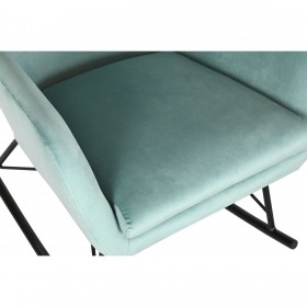 Sedia a Dondolo Home ESPRIT Nero Blu cielo Poliestere Metallo 68 x 90 x 92 cm