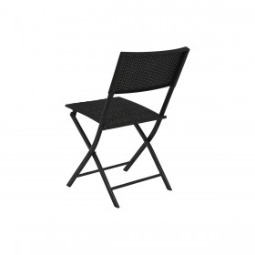 Tavolo con 2 sedie Home ESPRIT Nero Acciaio rattan sintetico 58 x 58 x 71,5 cm