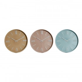Orologio da Parete Home ESPRIT Azzurro Rosa Senape PVC 30 x 4 x 30 cm (3 Unità)