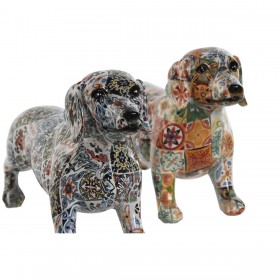 Statua Decorativa Home ESPRIT Multicolore Cane Mediterraneo 21 x 6 x 12 cm (2 Unità)