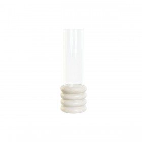 Portacandele Home ESPRIT Bianco Naturale Cristallo Marmo 10 x 10 x 33 cm