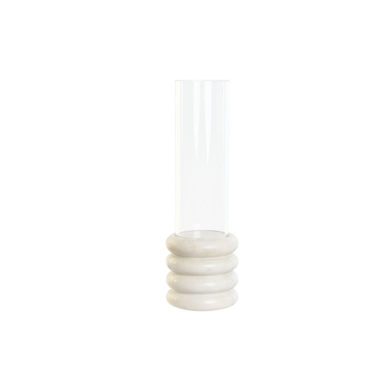 Portacandele Home ESPRIT Bianco Naturale Cristallo Marmo 10 x 10 x 33 cm