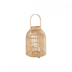 Portacandele Home ESPRIT Naturale Marrone Chiaro Bambù Cristallo 22,5 x 22,5 x 30 cm