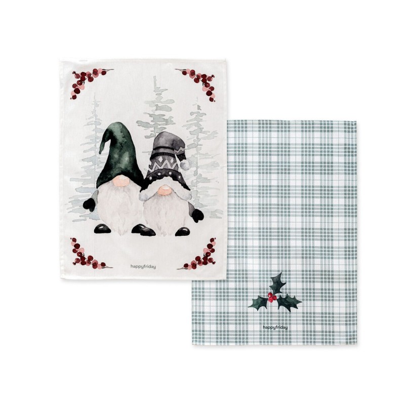 Set di Asciugamani da Cucina HappyFriday Xmas Gnomes  Multicolore 70 x 50 cm 15 x 1 x 38 cm (2 Pezzi)