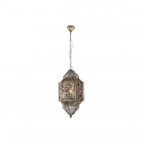 Lampadario Home ESPRIT Multicolore Dorato Metallo 50 W 29 x 26 x 105 cm