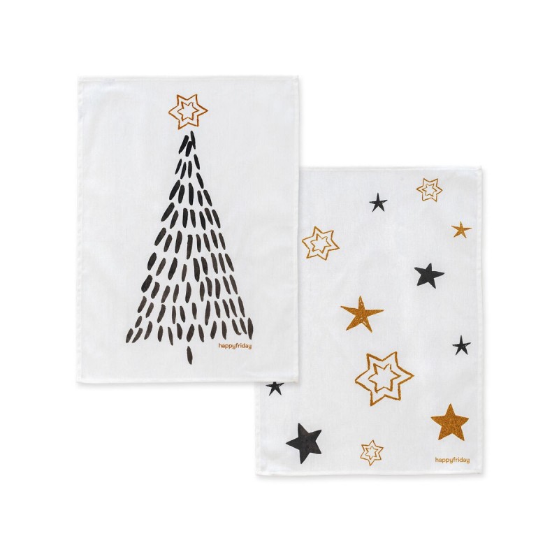 Panno da Cucina HappyFriday Xmas Gold Multicolore 70 x 50 cm (2 Unità)