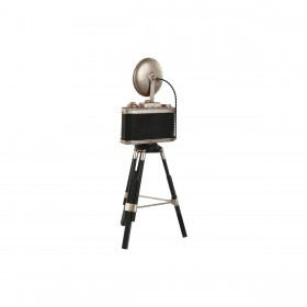 Statua Decorativa Home ESPRIT Nero Argentato Fotocamera Vintage 15 x 17 x 37 cm