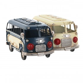 Statua Decorativa Home ESPRIT Azzurro Bianco Autobus Vintage 17 x 7 x 8 cm (2 Unità)