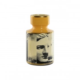 Vaso Home ESPRIT Giallo Nero Dorato Porcellana 14 x 14 x 24,5 cm