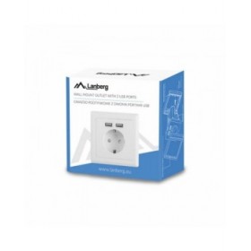 Spina di Alimentazione Lanberg AC-WS01-USB2-F