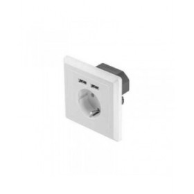 Spina di Alimentazione Lanberg AC-WS01-USB2-F