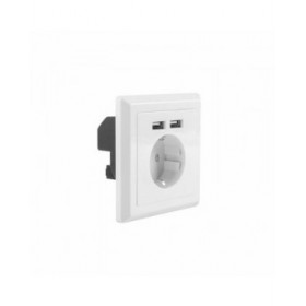 Spina di Alimentazione Lanberg AC-WS01-USB2-F