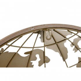Orologio da Parete Home ESPRIT Nero Legno Metallo Mappamondo Vintage 60 x 4,5 x 60 cm