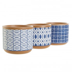 Vaso Home ESPRIT Azzurro Bianco Cemento 12 x 12 x 10,5 cm (3 Unità)
