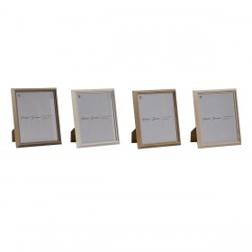Cornice Portafoto Home ESPRIT Marrone Beige Crema Naturale Cristallo Legno MDF Scandinavo 23,5 x 2,8 x 28,5 cm (4 Unità)