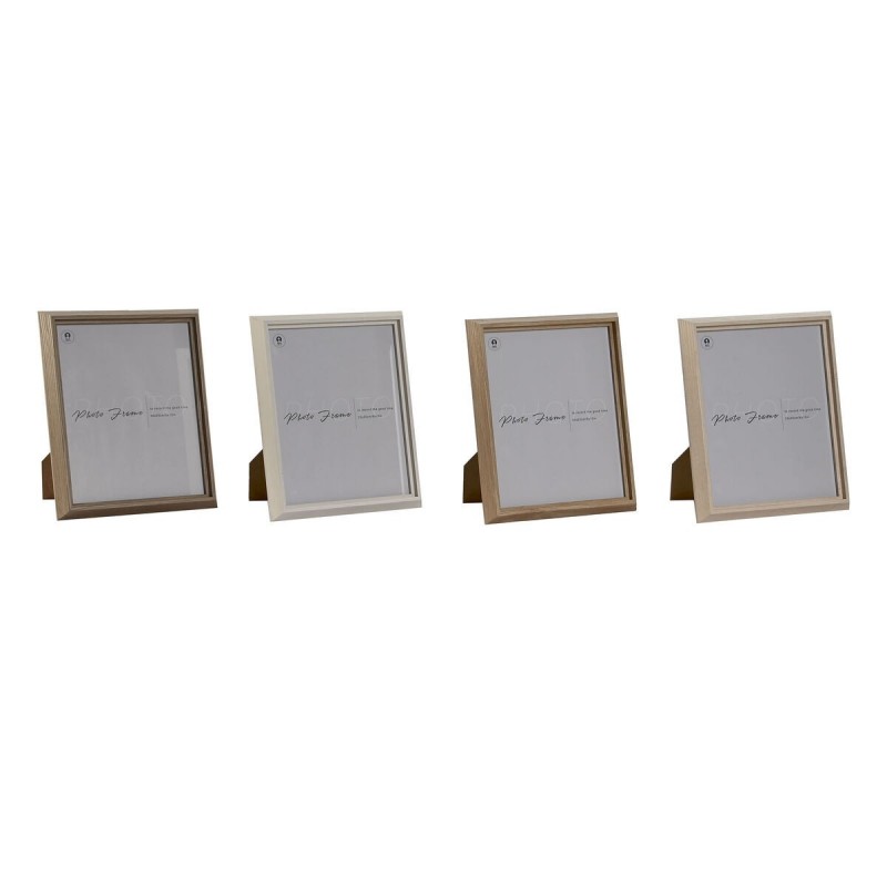 Cornice Portafoto Home ESPRIT Marrone Beige Crema Naturale Cristallo Legno MDF Scandinavo 23,5 x 2,8 x 28,5 cm (4 Unità)