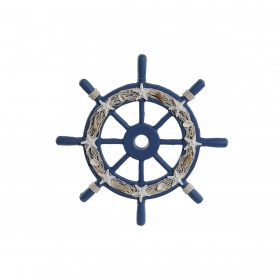 Decorazione da Parete Home ESPRIT Blu Marino Timone Mediterraneo 40,5 x 3 x 40,5 cm