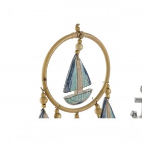 Decorazione pensile Home ESPRIT Azzurro Naturale Mediterraneo 25 x 2 x 60 cm (2 Unità)