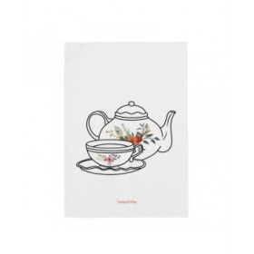 Panno da Cucina HappyFriday Time To Tea Multicolore 70 x 50 cm (2 Unità)