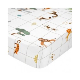 Lenzuolo con angoli aderenti HappyFriday Mini savanna Multicolore 105 x 200 x 32 cm