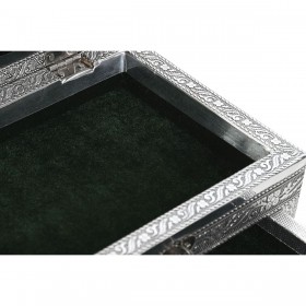 Scatola-Portagioie Home ESPRIT Verde Argentato Legno Alluminio 17,5 x 12,5 x 8,5 cm
