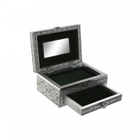 Scatola-Portagioie Home ESPRIT Verde Argentato Legno Alluminio 17,5 x 12,5 x 8,5 cm