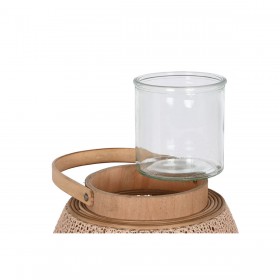 Portacandele Home ESPRIT Marrone Naturale Legno Cristallo 40 x 40 x 70 cm