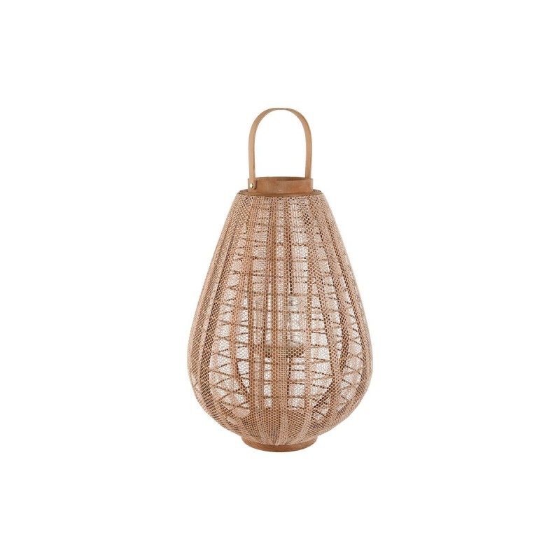 Portacandele Home ESPRIT Marrone Naturale Legno Cristallo 38 x 38 x 56 cm
