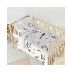 Set di copripiumino HappyFriday Mini savanna Multicolore Culla Neonato 2 Pezzi