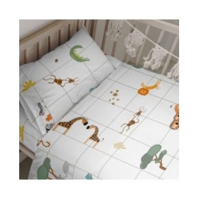 Set di copripiumino HappyFriday Mini savanna Multicolore Culla Neonato 2 Pezzi