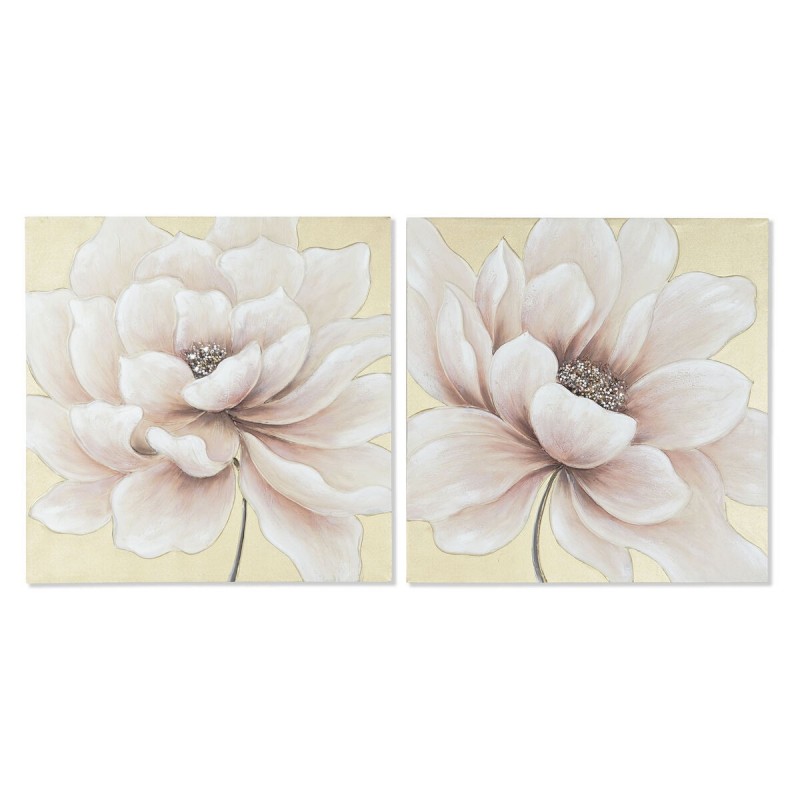 Quadro Home ESPRIT Shabby Chic Papavero 80 x 3 x 80 cm (2 Unità)