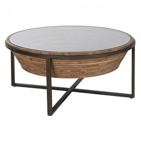 Tavolino da Caffè Home ESPRIT Cristallo Legno di abete 102 x 102 x 46 cm