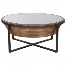 Tavolino da Caffè Home ESPRIT Cristallo Legno di abete 102 x 102 x 46 cm