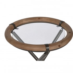 Set di 2 tavoli Home ESPRIT Nero Naturale Cristallo Abete 65 x 65 x 66 cm